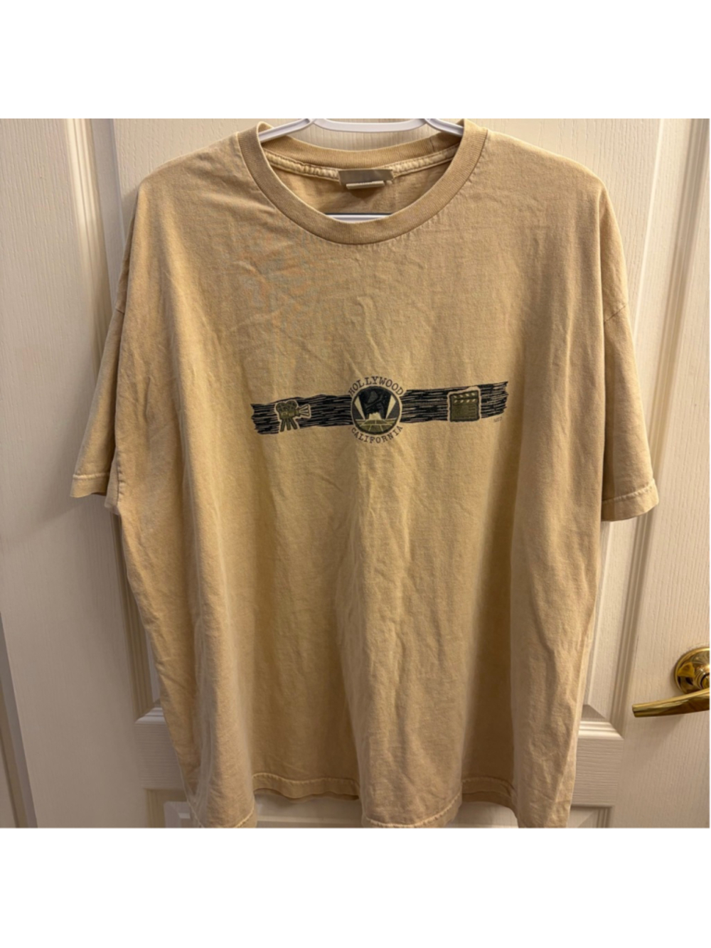 Men's Vintage West Trend Hollywood California XL Beige Tee - Picture 2 of 5
